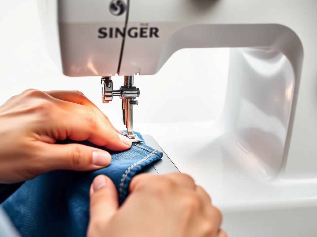 Costurando tecido jeans grosso na máquina Singer M1605
